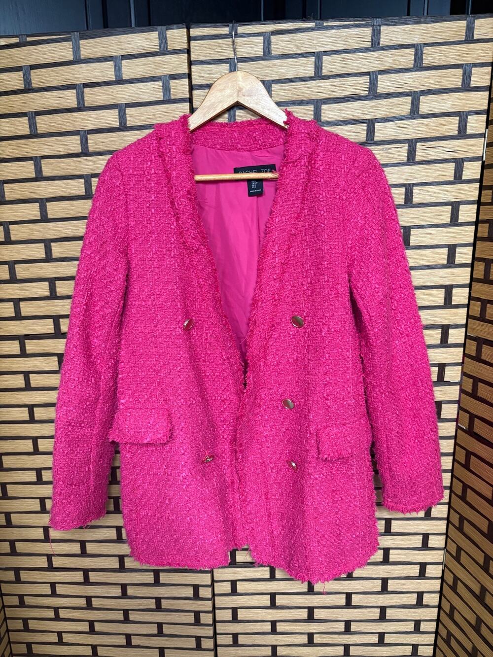 Rachel Zoe Pink Tweed Longline Blazer Size Small